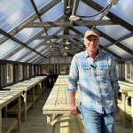 Joe Lamp'l in his greenhouse.